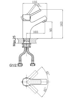 Смеситель для раковины DQ Rhein.Dusseldorf DA1492101 хром